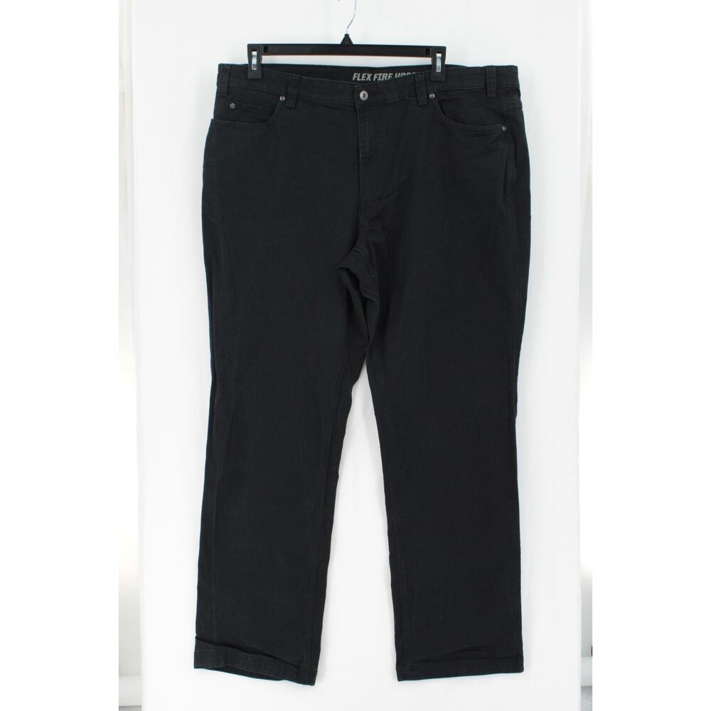Duluth Flex Fire Hose Pants Mens 44 x 33 Black Relaxed Stretch Workwear 5 pocket